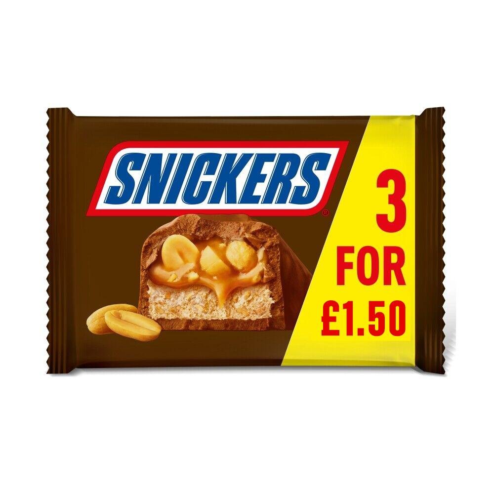 MARS MP 3PK – SNICKERS SNACKSIZE 3PK PMP £1.50 125.1G